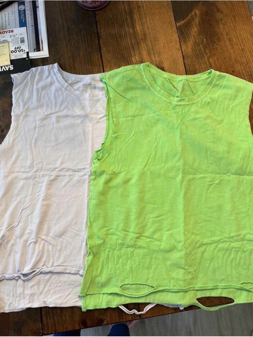 aerie Neon Green and Light Blue Sleeveless Tank Tops